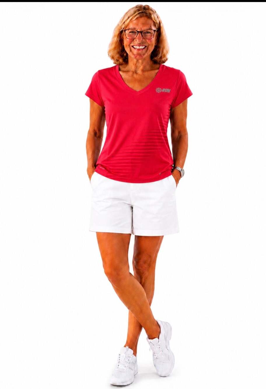 Nike Dri-FIT Running T-Shirt Women's V-Neck Red